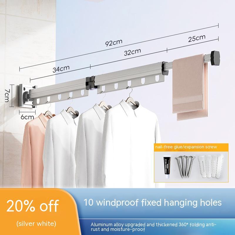 Wall-Mounted Folding Drying Rack – Suction Cup Aluminum Retractable Clothes Hanger