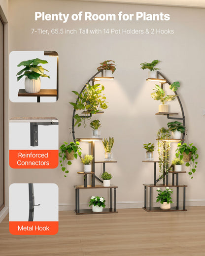 2-Pack 7-Tier Plant Stand with Grow Lights – Indoor Flower Shelf with Full-Spectrum LED (1665 mm)