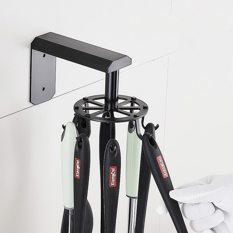 Rotating Hook Rack with 6 Hooks – Space Aluminum Wall Organizer, No-Drill