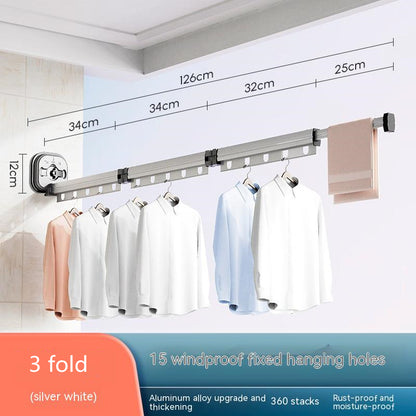 Wall-Mounted Folding Drying Rack – Suction Cup Aluminum Retractable Clothes Hanger