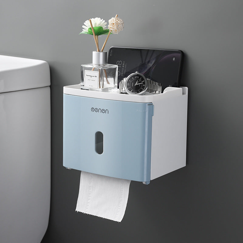 Wall-Mounted Toilet Paper Holder Box – No-Drill Storage with Modern Design
