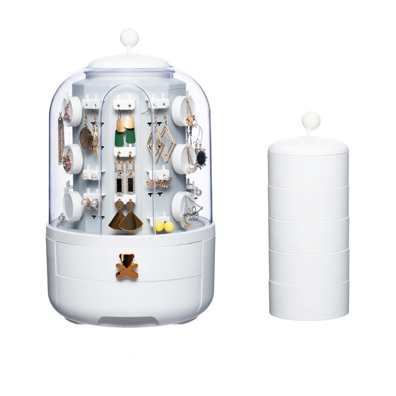 360° Rotating Jewelry Organizer – Castle-Style Dustproof Storage Box with Drawers