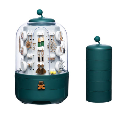 360° Rotating Jewelry Organizer – Castle-Style Dustproof Storage Box with Drawers