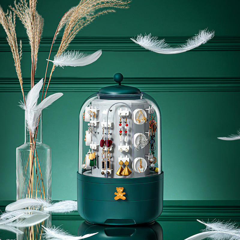 360° Rotating Jewelry Organizer – Castle-Style Dustproof Storage Box with Drawers