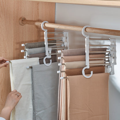 Telescopic Folding Pants Hanger – Stainless Steel Space-Saving Closet Organizer