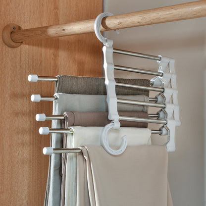 Telescopic Folding Pants Hanger – Stainless Steel Space-Saving Closet Organizer
