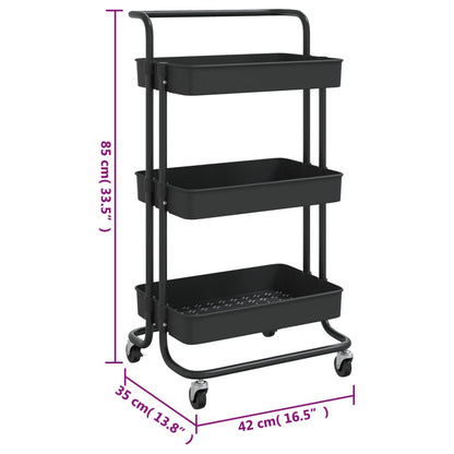 3-Tier Rolling Storage Trolley – Multi-Purpose Kitchen & Home Organizer with Lockable Wheels