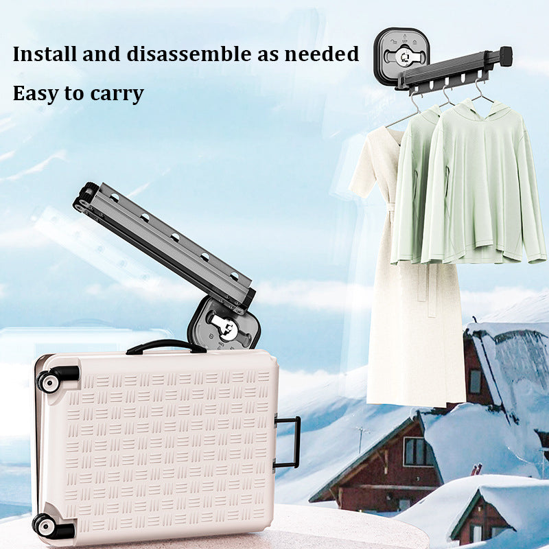 Wall-Mounted Folding Drying Rack – Suction Cup Aluminum Retractable Clothes Hanger