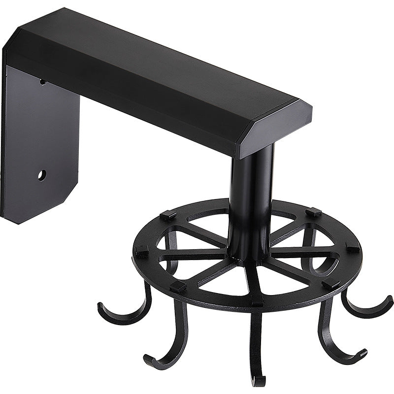 Rotating Hook Rack with 6 Hooks – Space Aluminum Wall Organizer, No-Drill