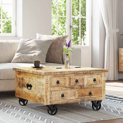 Coffee Table 70 cm – Reclaimed Mango Wood with Vintage Industrial Style