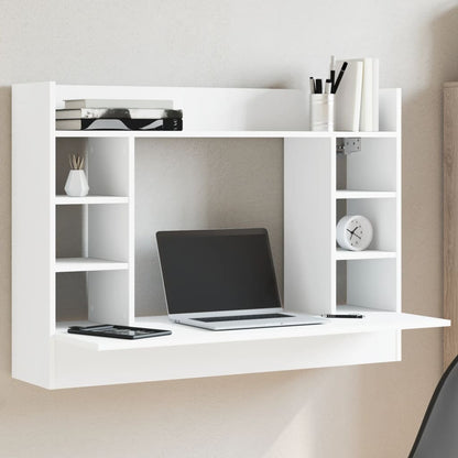 Wall-Mounted Desk 105 cm – Space-Saving Wooden Workstation with Storage