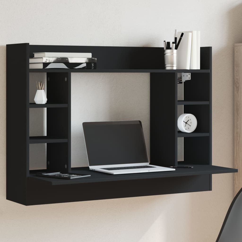 Wall-Mounted Desk 105 cm – Space-Saving Wooden Workstation with Storage