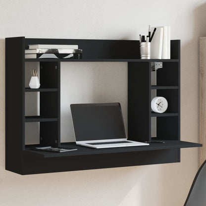 Wall-Mounted Desk 105 cm – Space-Saving Wooden Workstation with Storage