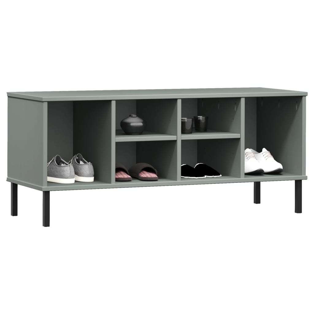 OSLO Solid Pine Wood Shoe Rack with Metal Legs – Modern Entryway Storage (106 cm)