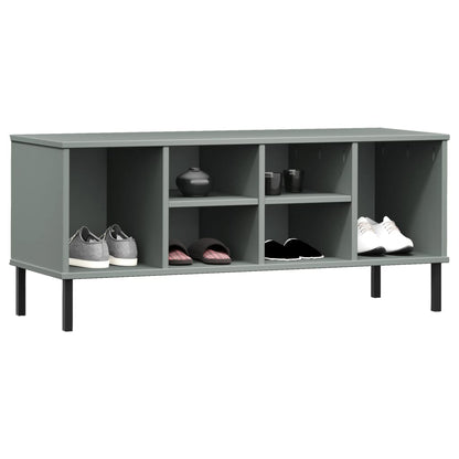 OSLO Solid Pine Wood Shoe Rack with Metal Legs – Modern Entryway Storage (106 cm)