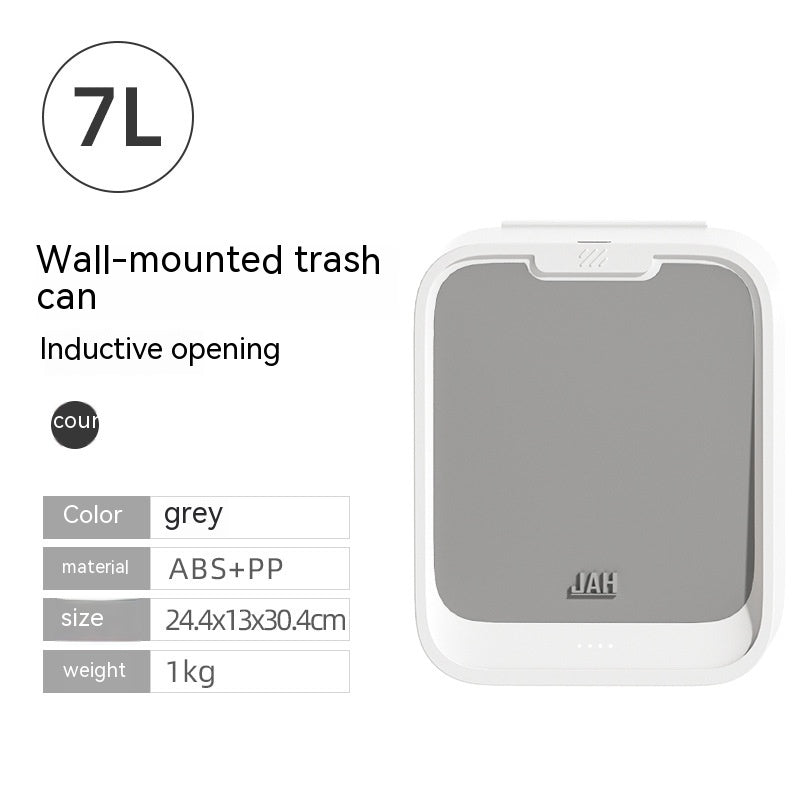 Wall-Mounted Smart Trash Can – 7L Space-Saving Design with Lid
