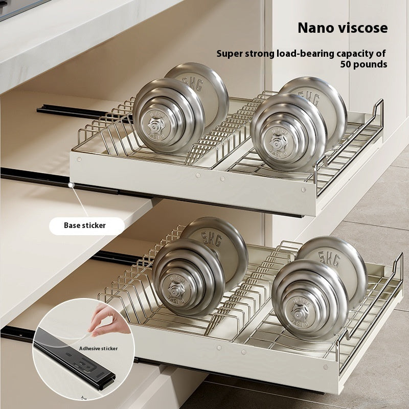Pull-Out Cabinet Storage Rack – Stainless Steel Kitchen Organizer (43 cm)