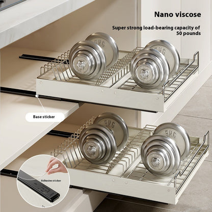 Pull-Out Cabinet Storage Rack – Stainless Steel Kitchen Organizer (43 cm)
