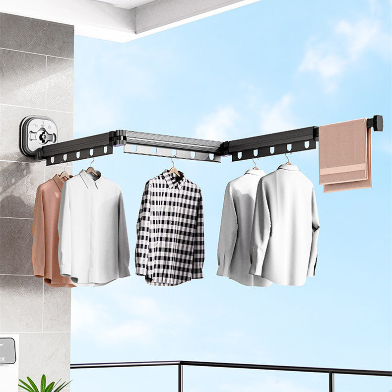 Wall-Mounted Folding Drying Rack – Suction Cup Aluminum Retractable Clothes Hanger