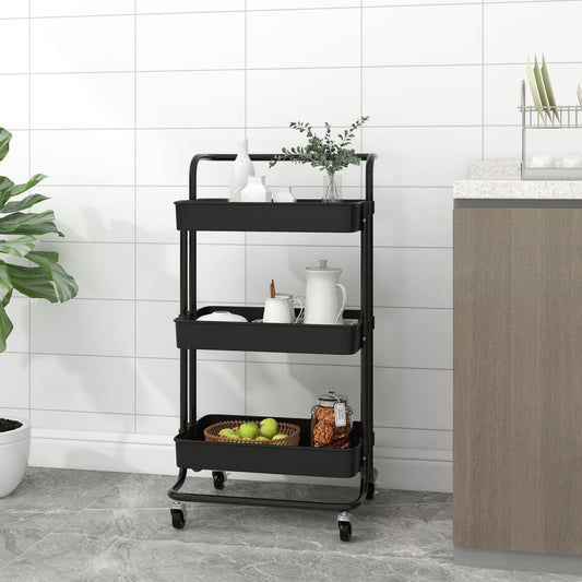 3-Tier Rolling Storage Trolley – Multi-Purpose Kitchen & Home Organizer with Lockable Wheels