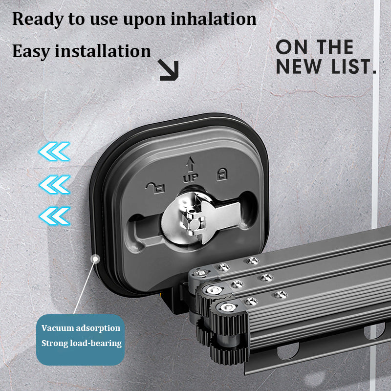 Wall-Mounted Folding Drying Rack – Suction Cup Aluminum Retractable Clothes Hanger