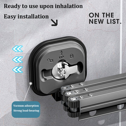 Wall-Mounted Folding Drying Rack – Suction Cup Aluminum Retractable Clothes Hanger