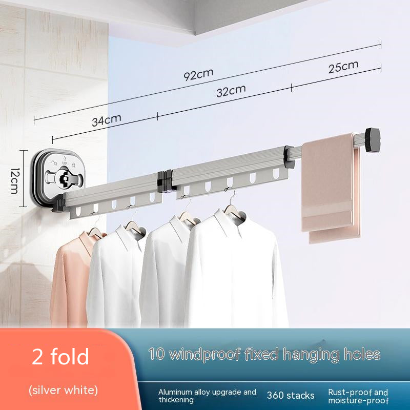 Wall-Mounted Folding Drying Rack – Suction Cup Aluminum Retractable Clothes Hanger
