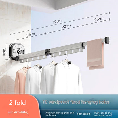 Wall-Mounted Folding Drying Rack – Suction Cup Aluminum Retractable Clothes Hanger