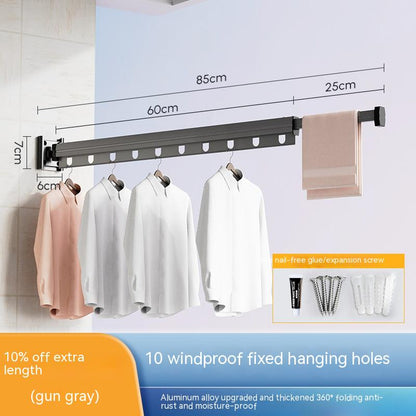 Wall-Mounted Folding Drying Rack – Suction Cup Aluminum Retractable Clothes Hanger