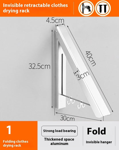Wall-Mounted Foldable Drying Rack – Space Aluminum, Heavy-Duty & Space-Saving