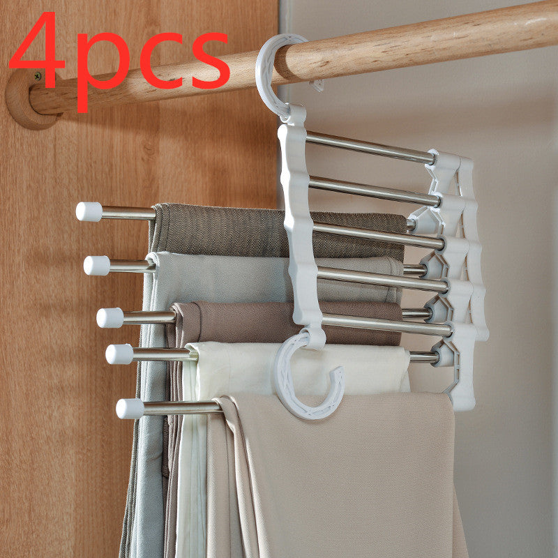 Telescopic Folding Pants Hanger – Stainless Steel Space-Saving Closet Organizer