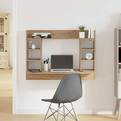 Wall-Mounted Desk 105 cm – Space-Saving Wooden Workstation with Storage