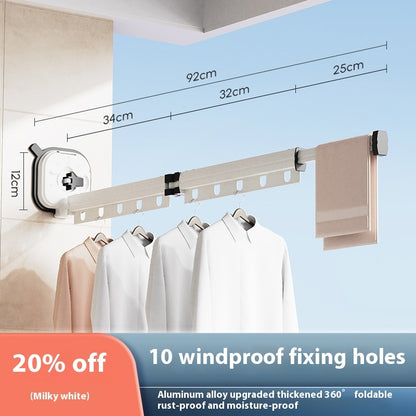 Wall-Mounted Folding Drying Rack – Suction Cup Aluminum Retractable Clothes Hanger