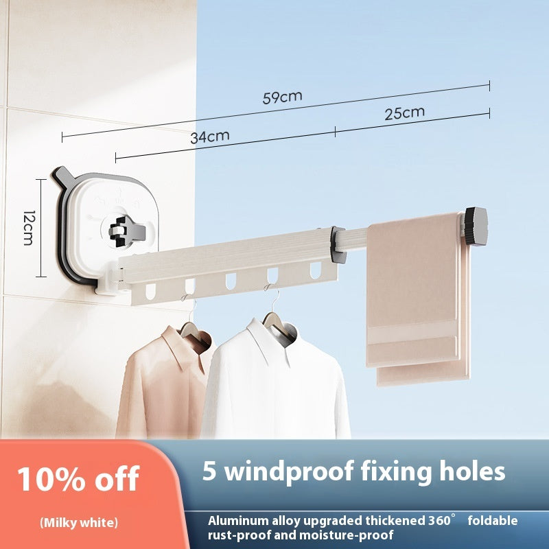 Wall-Mounted Folding Drying Rack – Suction Cup Aluminum Retractable Clothes Hanger