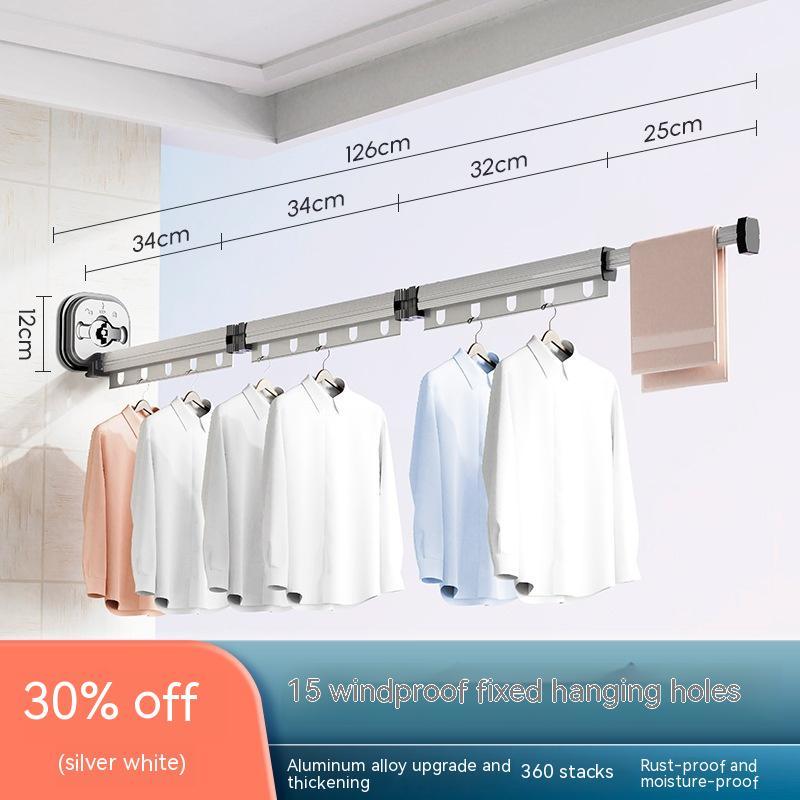 Wall-Mounted Folding Drying Rack – Suction Cup Aluminum Retractable Clothes Hanger