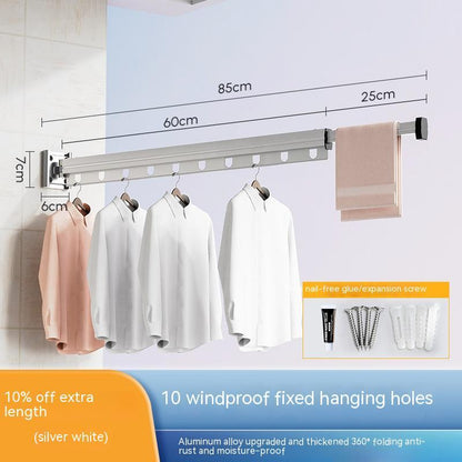 Wall-Mounted Folding Drying Rack – Suction Cup Aluminum Retractable Clothes Hanger