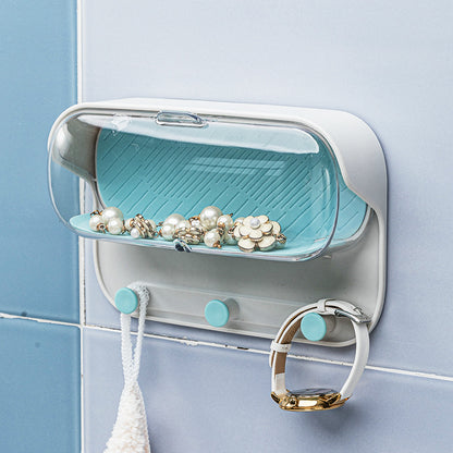 Wall-Mounted Bathroom Storage Box – Punch-Free Organizer for Glasses & Small Essentials