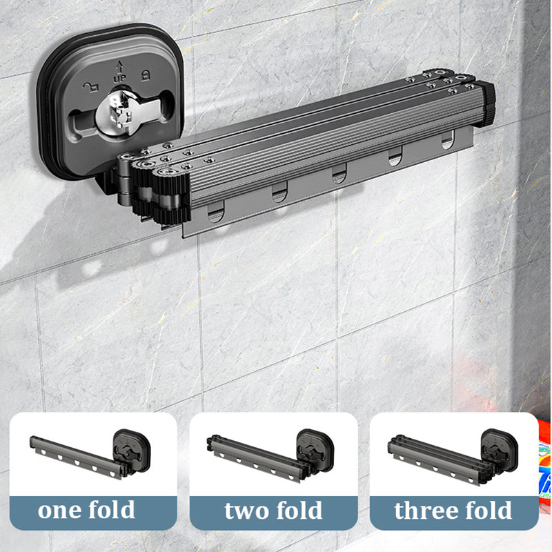 Wall-Mounted Folding Drying Rack – Suction Cup Aluminum Retractable Clothes Hanger