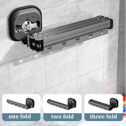 Wall-Mounted Folding Drying Rack – Suction Cup Aluminum Retractable Clothes Hanger