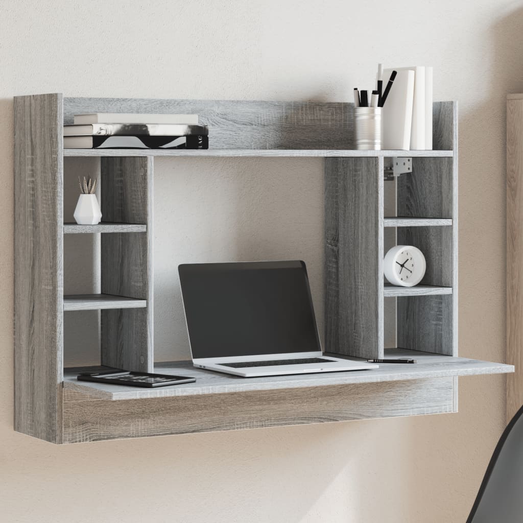 Wall-Mounted Desk 105 cm – Space-Saving Wooden Workstation with Storage