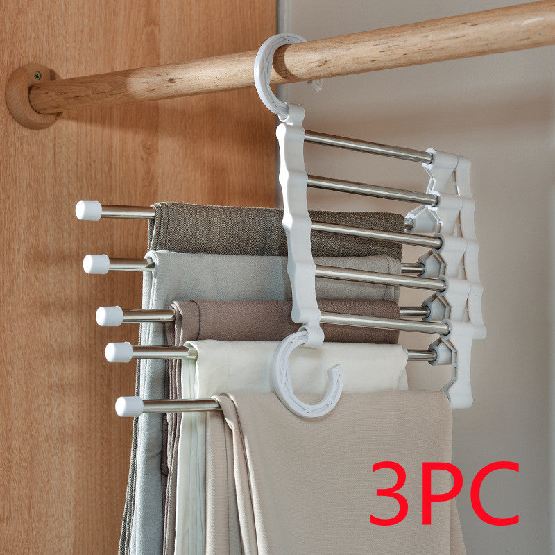Telescopic Folding Pants Hanger – Stainless Steel Space-Saving Closet Organizer