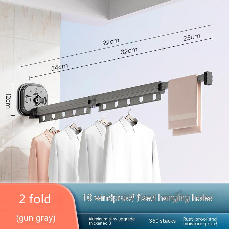 Wall-Mounted Folding Drying Rack – Suction Cup Aluminum Retractable Clothes Hanger