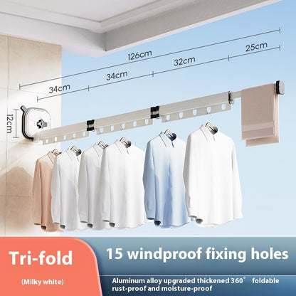 Wall-Mounted Folding Drying Rack – Suction Cup Aluminum Retractable Clothes Hanger