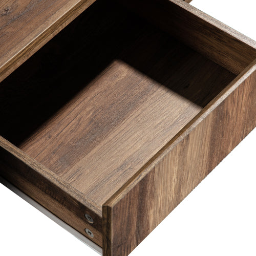 Modern Coffee Table 110 cm – Wood Grain Finish with Drawer & Dual-Sided Storage (Black & Grey)