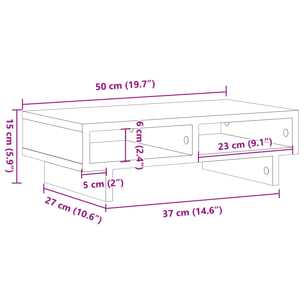 Monitor Stand 50 cm – Ergonomic Desk Riser in Engineered Wood (Up to 25 kg)