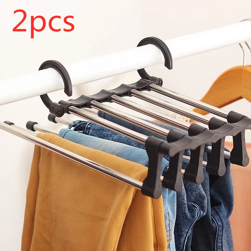 Telescopic Folding Pants Hanger – Stainless Steel Space-Saving Closet Organizer