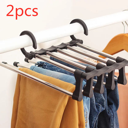 Telescopic Folding Pants Hanger – Stainless Steel Space-Saving Closet Organizer
