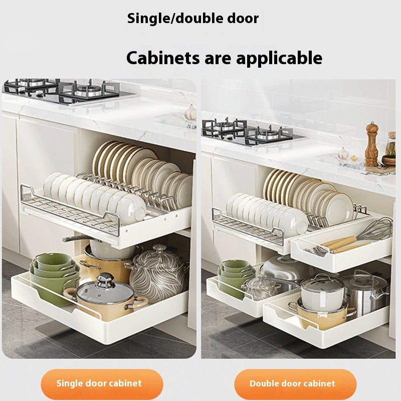 Pull-Out Cabinet Storage Rack – Stainless Steel Kitchen Organizer (43 cm)