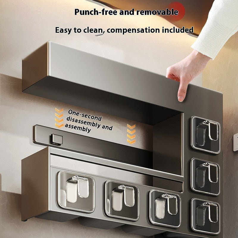 Wall-Mounted Kitchen Storage Rack – Modular Stainless Steel Organizer for Bottles & Cans