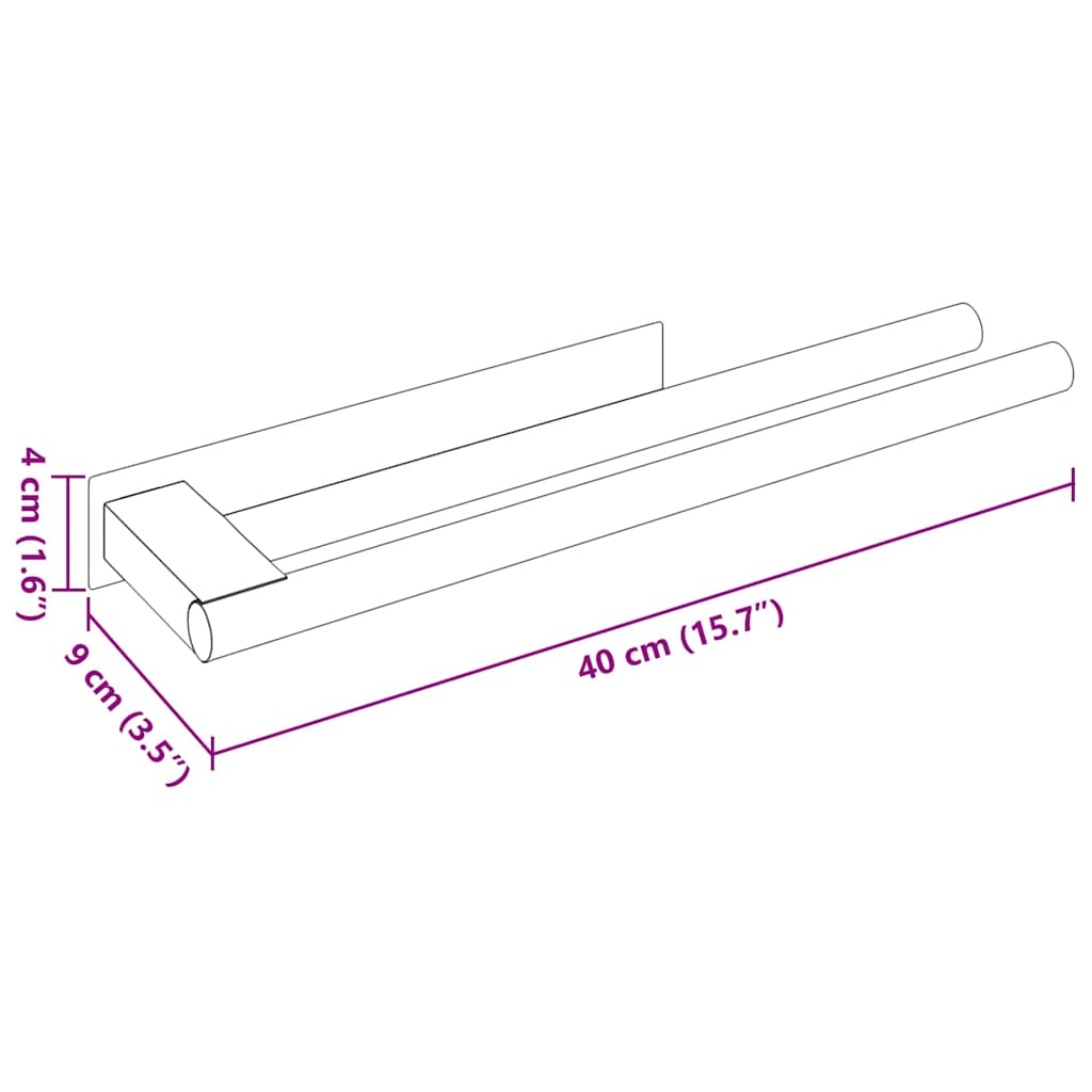 Wall-Mounted Towel Holder 40 cm – Brushed Stainless Steel Bathroom Rack